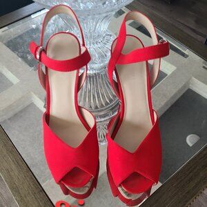 Nine West Platform Heels Red/White sz 8.5